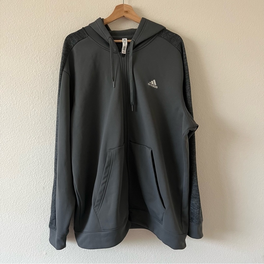 Adidas Climawarm Tech Fleece Full Zip Performance Hooded Jacket SZ 2XL